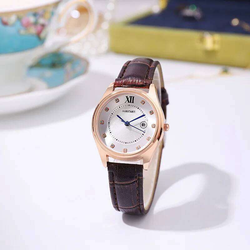 Fashion Women's Sun Pattern Calendar Water Belt Quartz Inlaid Diamond H260228