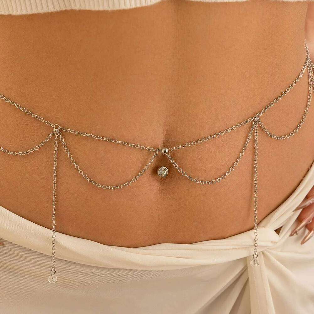 Multilayer Shiny Tassel RhinestoneBelly Waist Chain Bikini Goth Piercing Navel Nail Body Wedding Jewelry Festival Accessories H260228