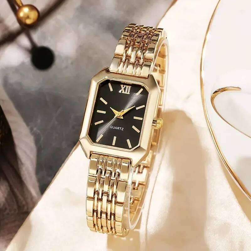Versatile Women's Light Luxury Steel Band Female Student Fashion Simple Square Quartz H260228
