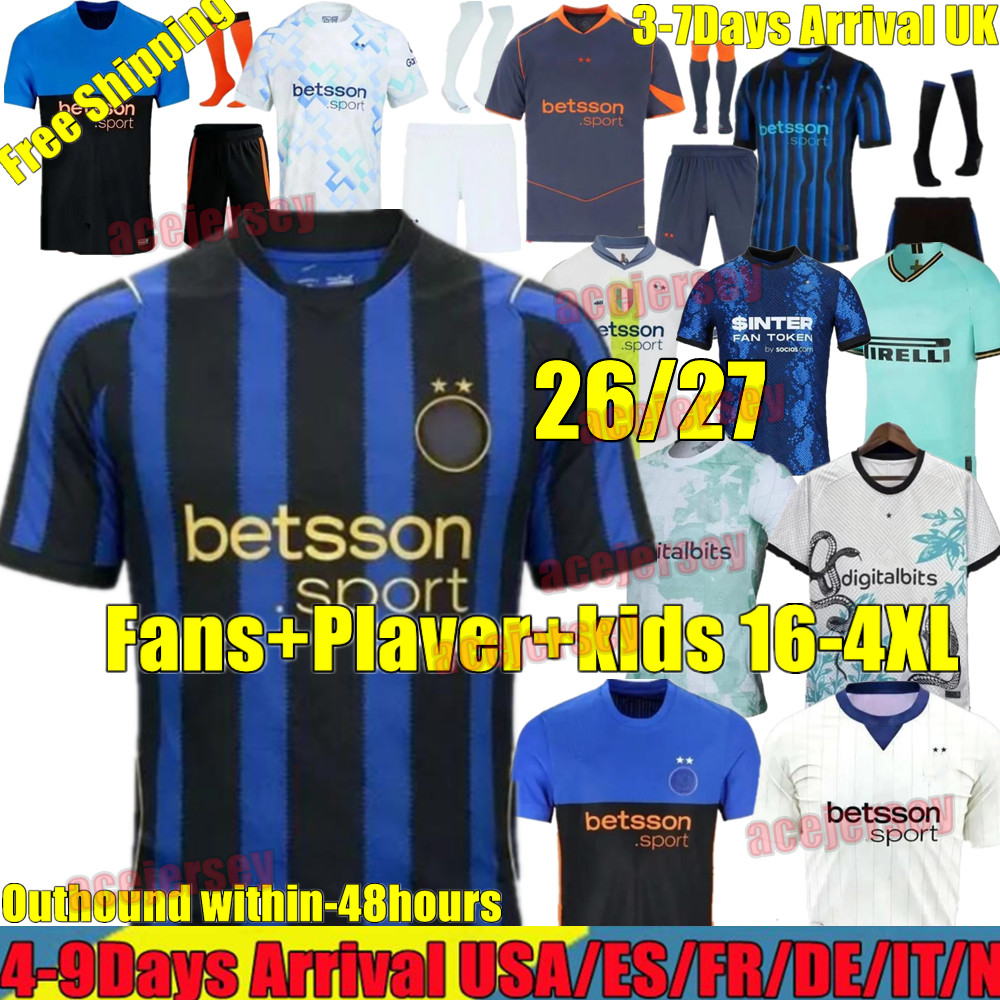 26 27 InterMilan soccer jerseys LAUTARO BARELLA TAREMI CORREA THURAM DZEKO ASLLANI ARNAUTOVIC DIMARCO DUMFRIES BROZOVIC 2026 football shirt men kids kit uniforms