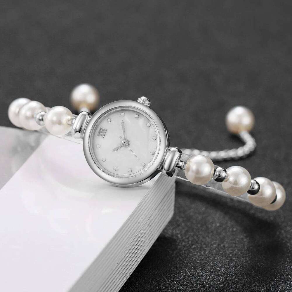 Fashion Small Roma Dial Women Quartz Elegant Pearls Strap Wrist For Ladies Reloj MujerWithout Box H260228