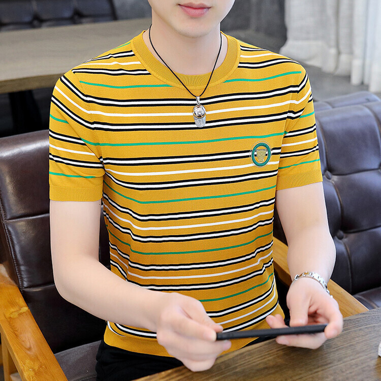 Luxury Luxury Designer Clothes Tiktok Hit Product Ice-Ma Yili Te Short-Sleeve T-Shirt New 2025 Summer Fashion Luxury Slim-Fit High-End Round-Neck T-Sh