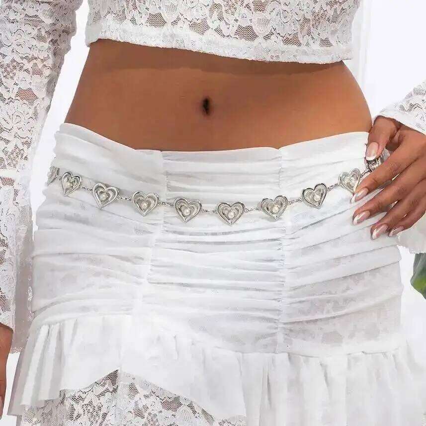 IngeSight.Z Luxury Hollowout Heart Adjustable Belly Waist Women Trendy Summer Metal Belt Body Chain Waistband Jewelry H260228