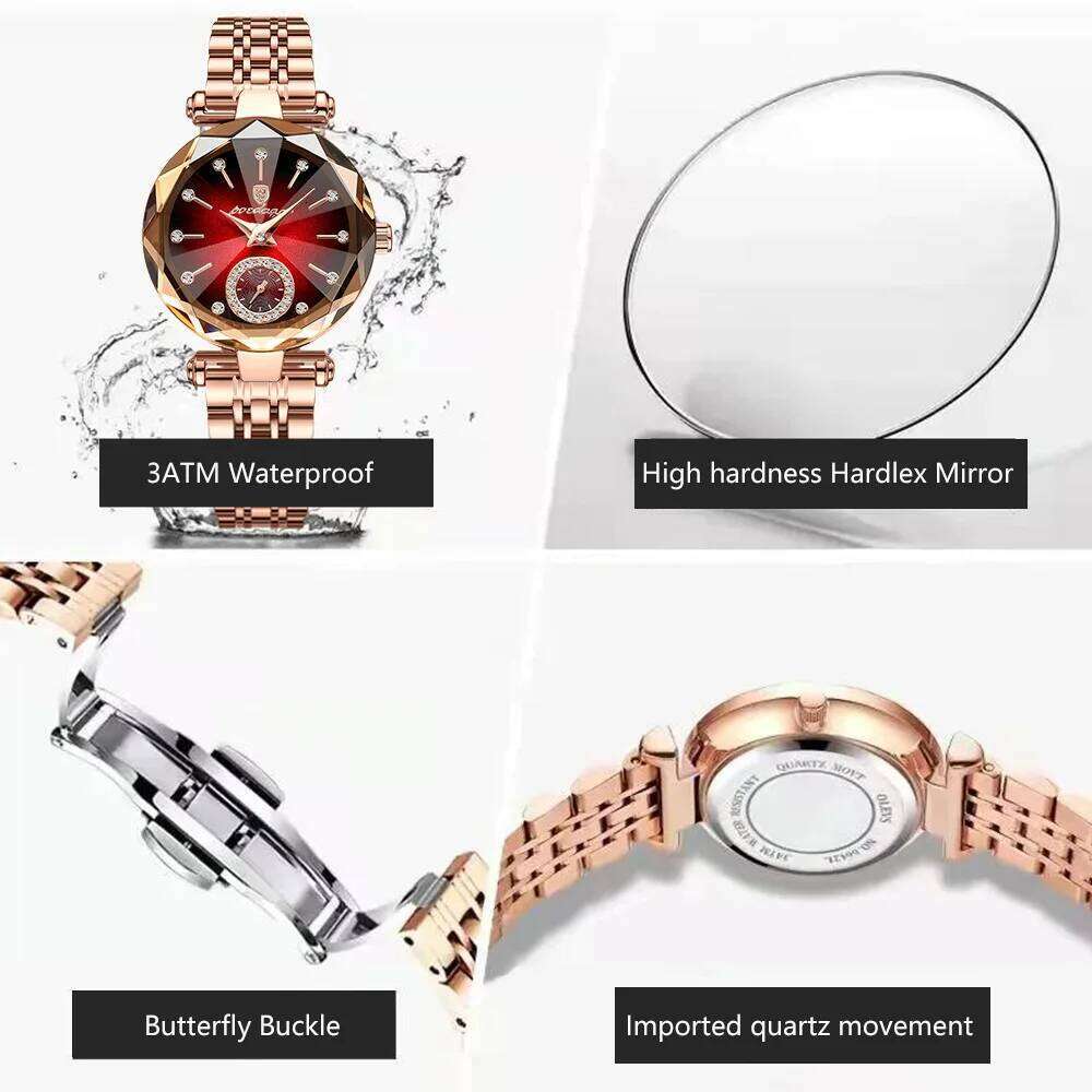 POEDAGAR Ladies Wrist Waterproof Stainless Steel Quartz Elegant es For Woman Simple Casual Dress Women's H260228