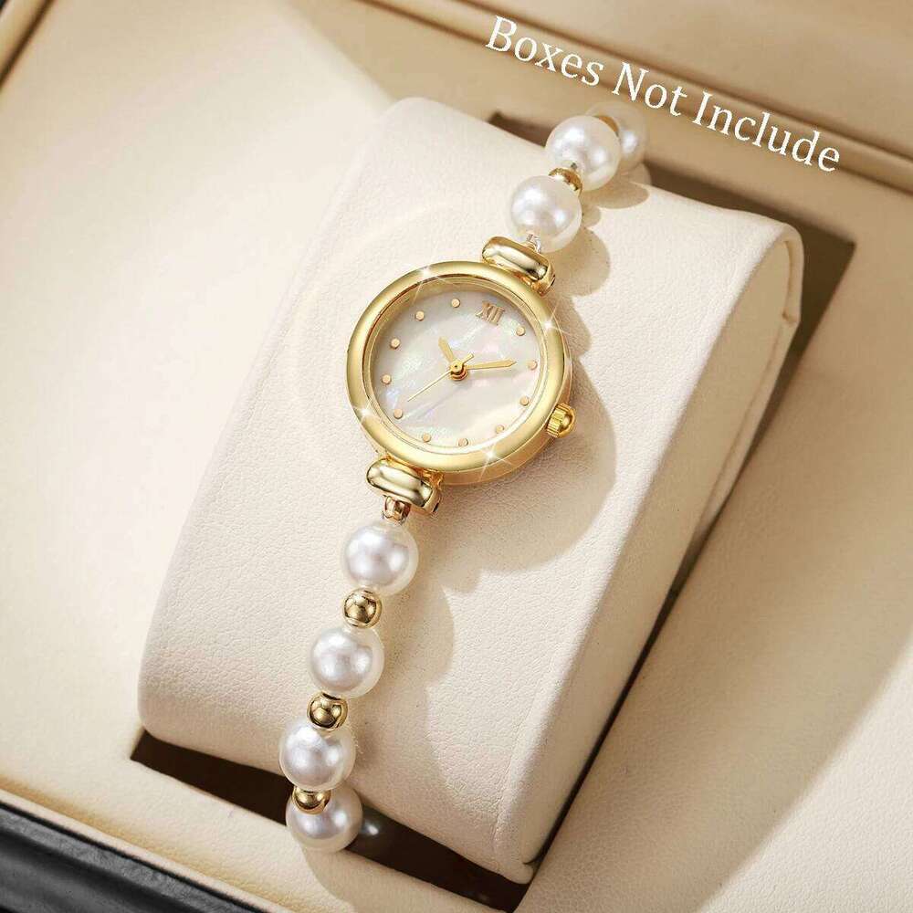 Fashion Small Roma Dial Women Quartz Elegant Pearls Strap Wrist For Ladies Reloj MujerWithout Box H260228
