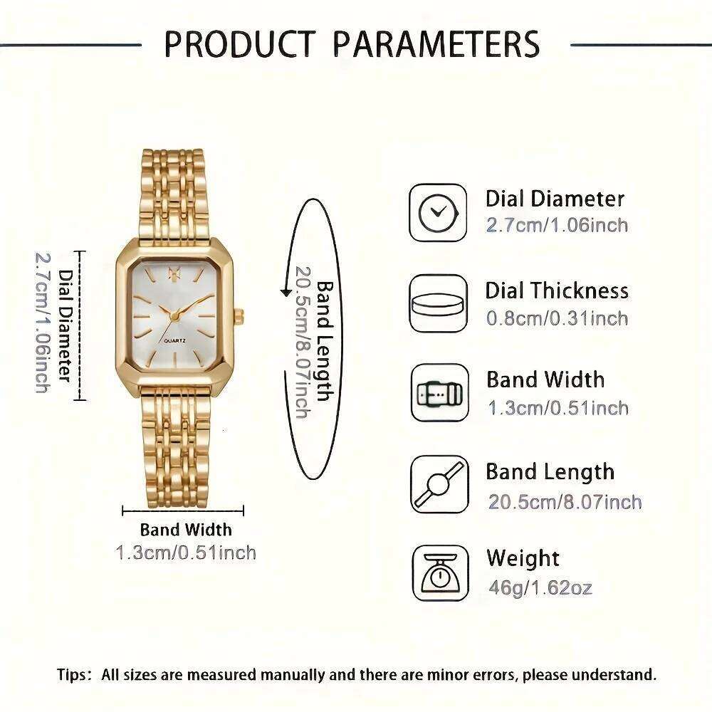 1Pcs Elegant Women's - Golden-Tone Case Steel Band, Quartz Movement with Roman Numerals,Fashion Ladies Accessory H260228
