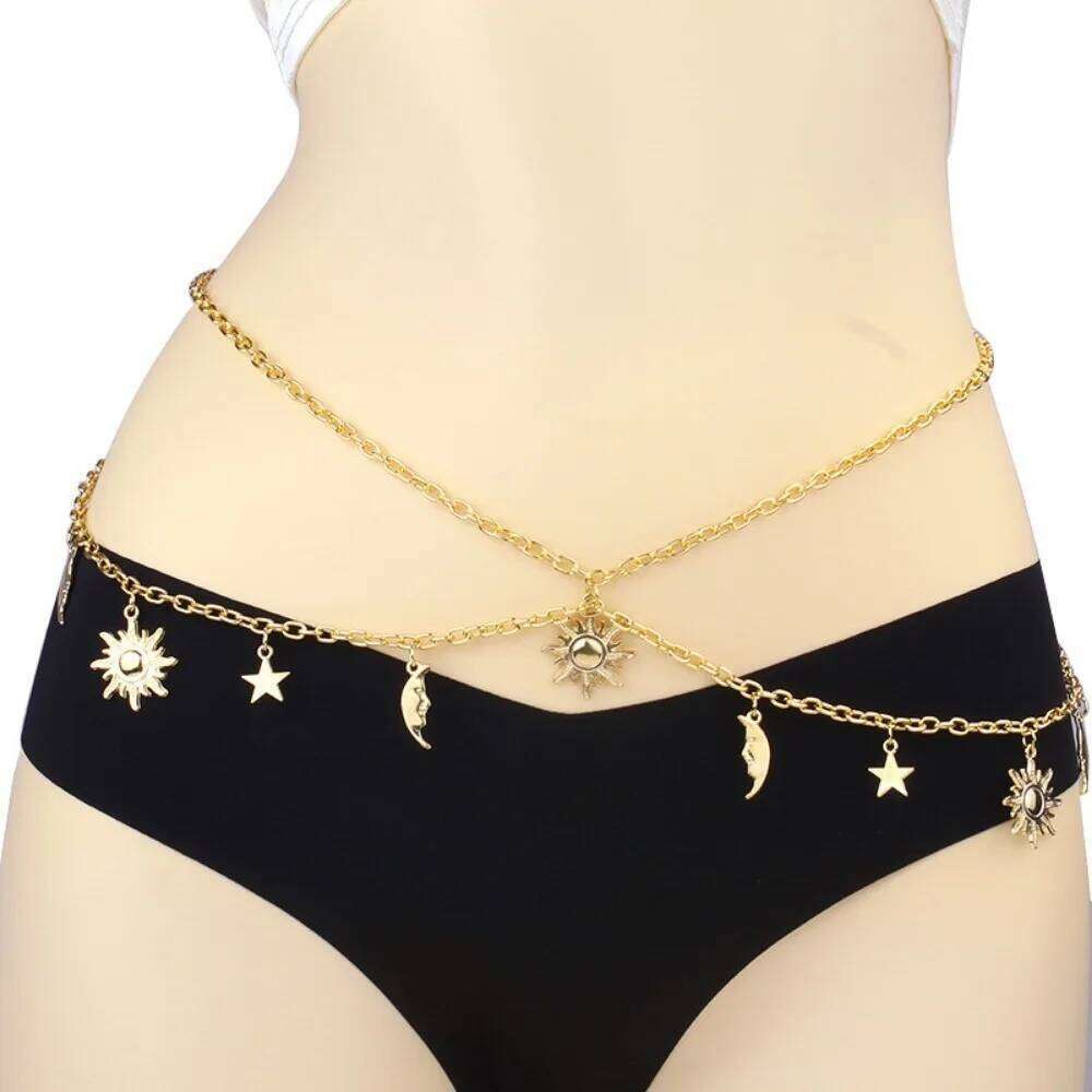 Sexy Moon Sun Waist Fashionable Spicy Girl Body Chain, High End Versatile Women's Belt LR1571 H260228