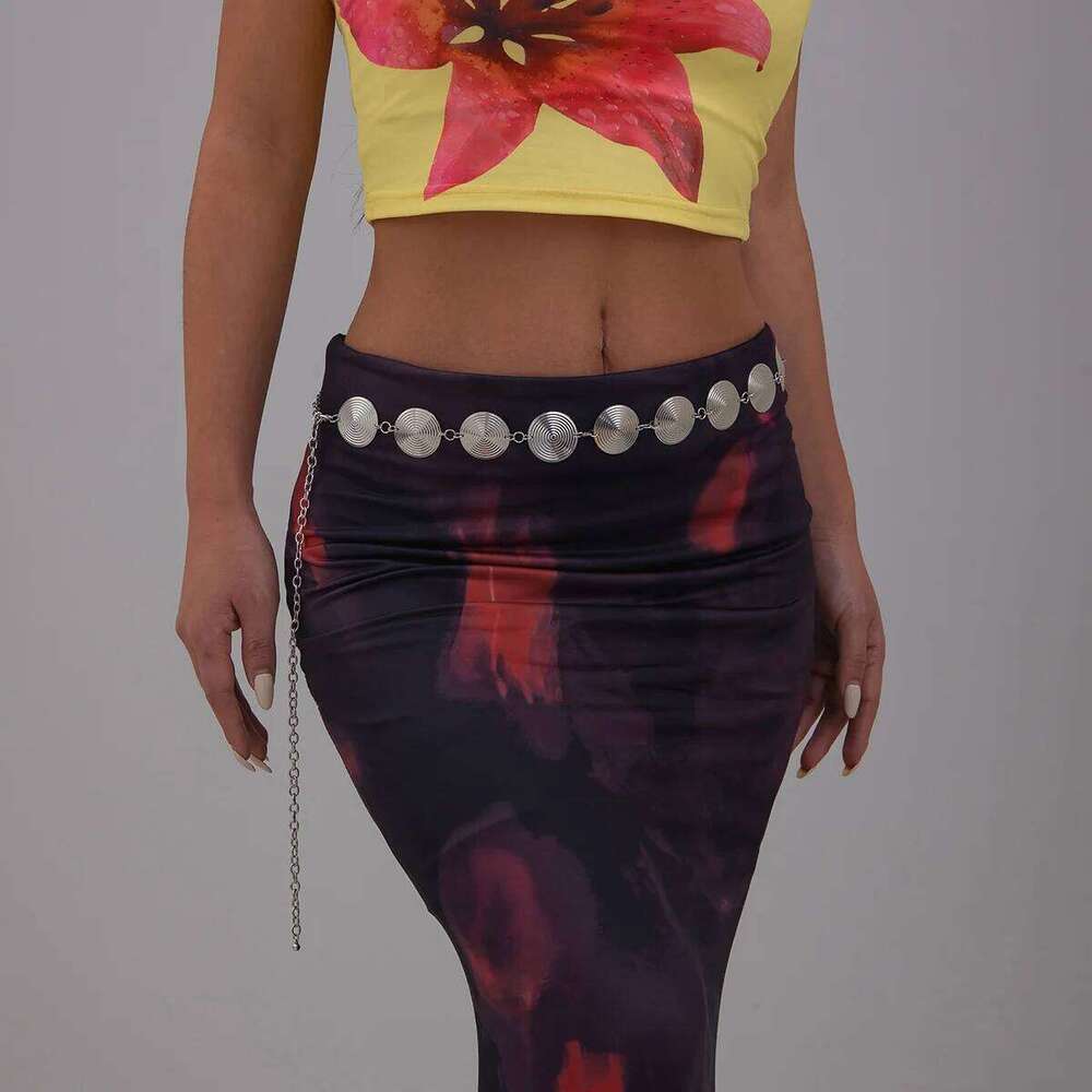 Fashion Irregular Coil Body Ethnic Metal Oval Engraved Waist Jewelry Bohemian Belly Chain Accessories H260228