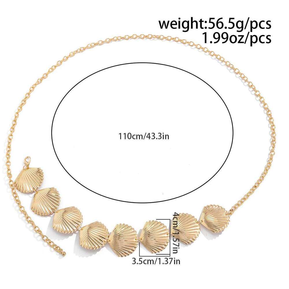 Ingemark Creative Metal Scallop Waist Chain for Women Summer Beach Bikini Boho Belly Belt Body Jewelry Accessories H260228