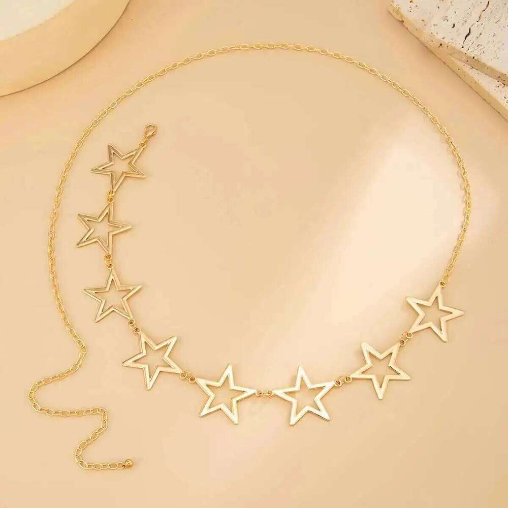 IngeSight.Z Hip Hop Punk Hollowout Pentagram Waist Women Fashion Metal Geometry Star Chain Minimalist Body Accessory H260228