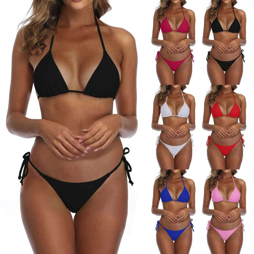 Bandage Bikini Set 2pcs Pink Swimsuit Sexy Push Upbra Thong Brazilian Swimwear Summer Solid Beachwear For Women Z260301