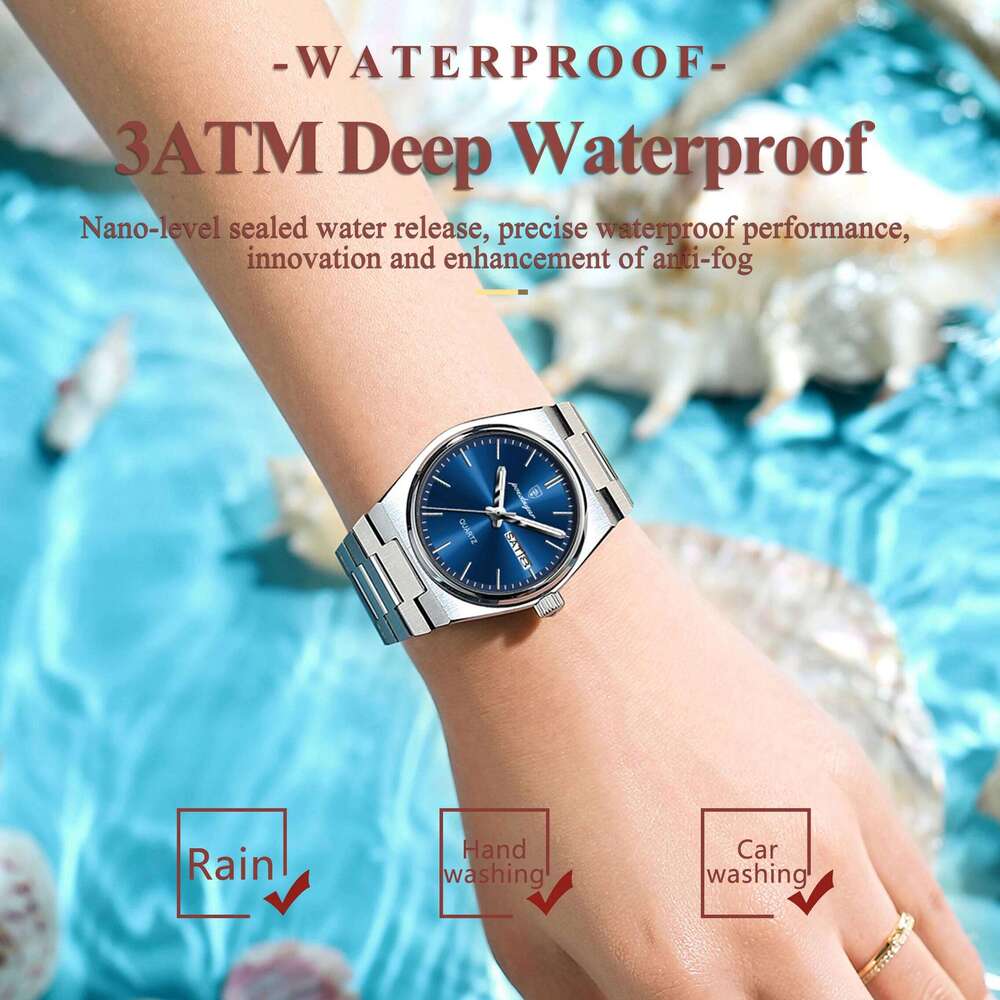 POEDAGAR Top Exquisite Woman Wrist Waterproof Luminous Quartz Casual Ladies Date Week Stainless Steel Women's es H260228