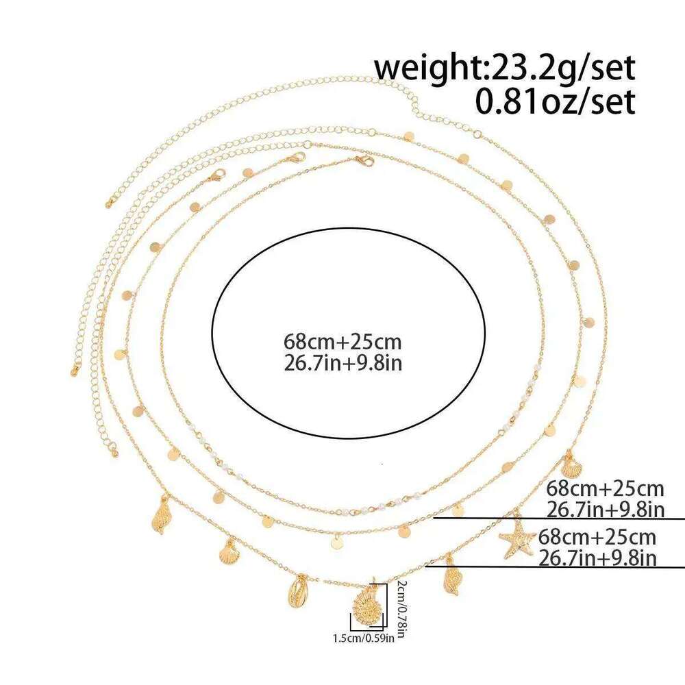 SHIXIN 3 Pcs/Set Boho Conch Starfish Tassel Pendant Waist for Women Sexy Bikini Multilayer Belly Chain Summer Body Jewelry H260228