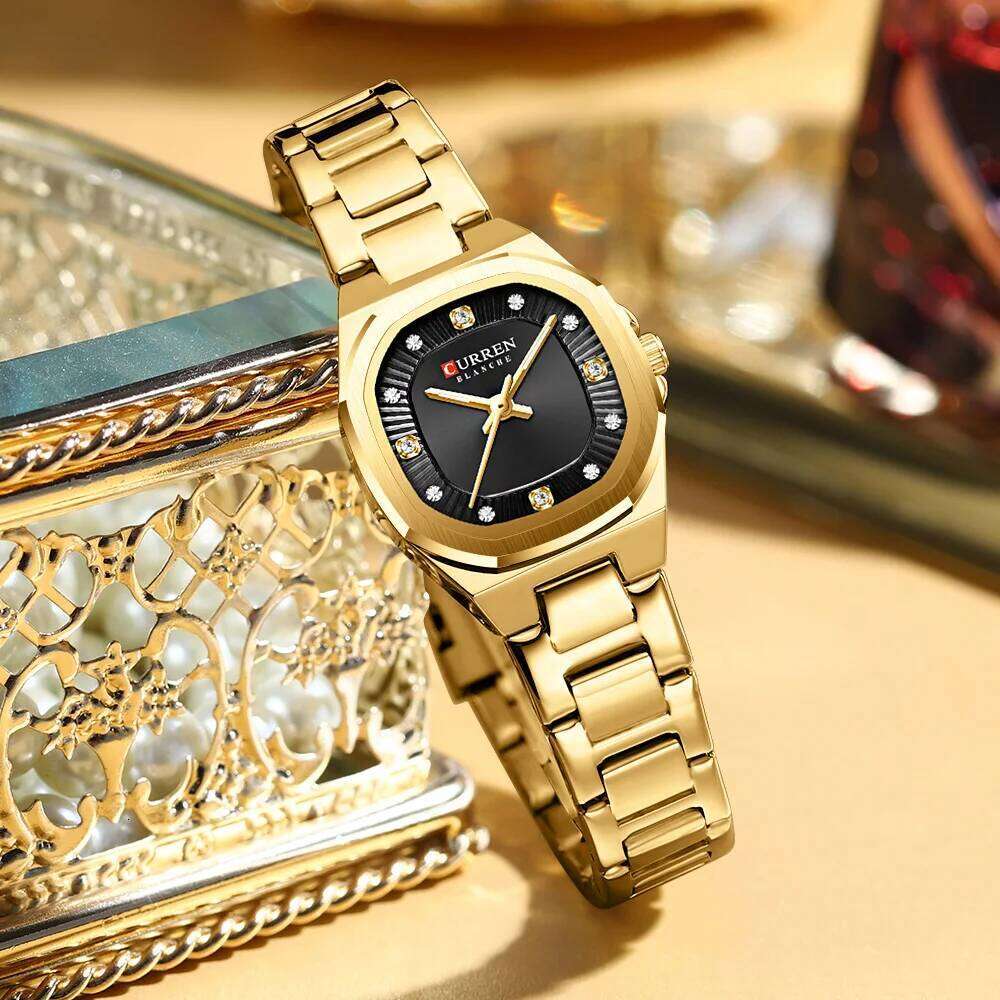 CURREN Jam Tangan Perempuan Original Waterproof Quartz Stainless Steel Minimalis Green Women 9104 H260228