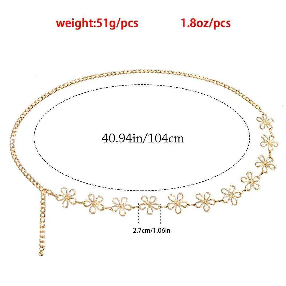 Punk Vintage Metal Flower Waist Chain for Women Summer Beach Bikini Belly Belt Y2K Jewelry Accessories H260228
