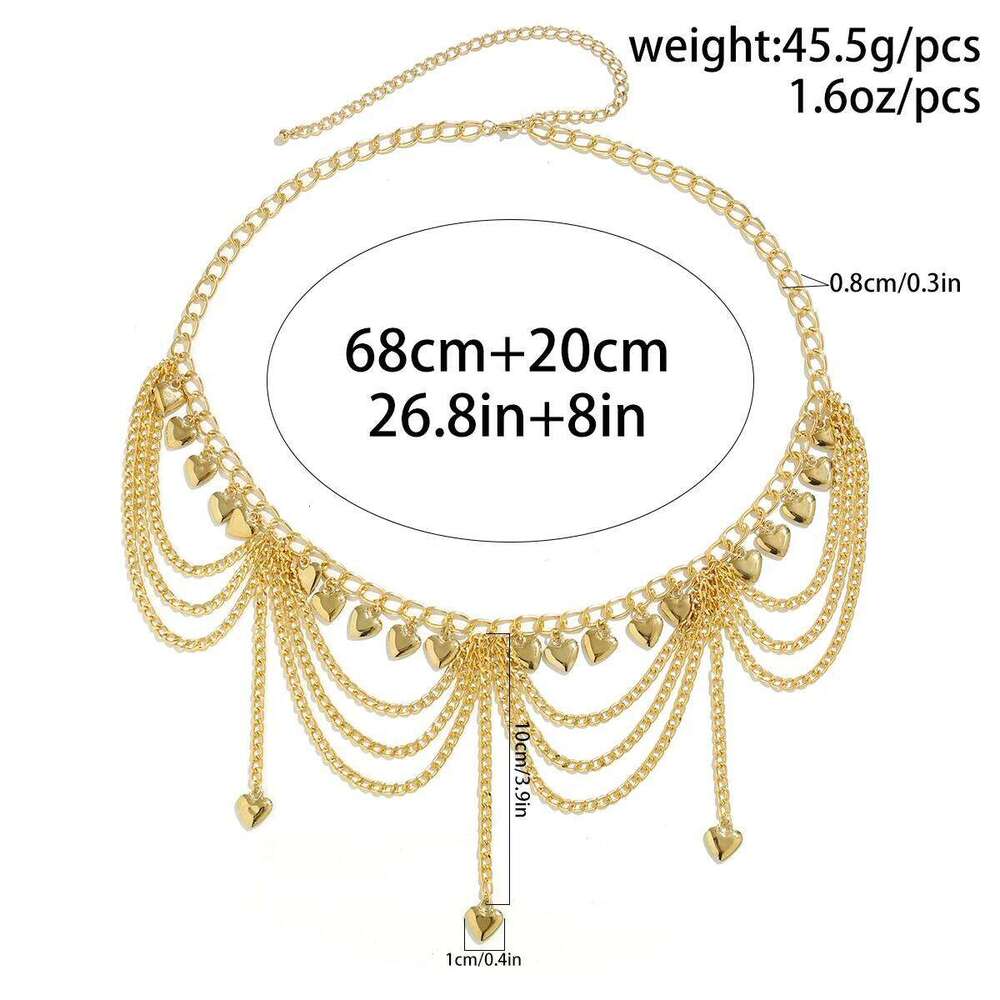 IngeSight.Z New Gold Color Star Heart Butterfly Pendant Waist Chain for Women Elegant Sexy Bikini Party Belt Body Jewelry H260228