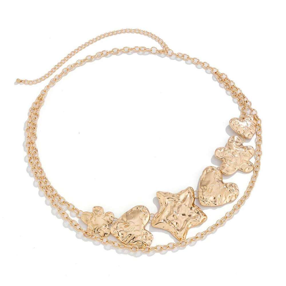 Luxury Sexy Gold Color Heart Star Belly Waist for Women Punk Multi-layer Metal Chain Belt Body Jewelry Dress Accessories H260228