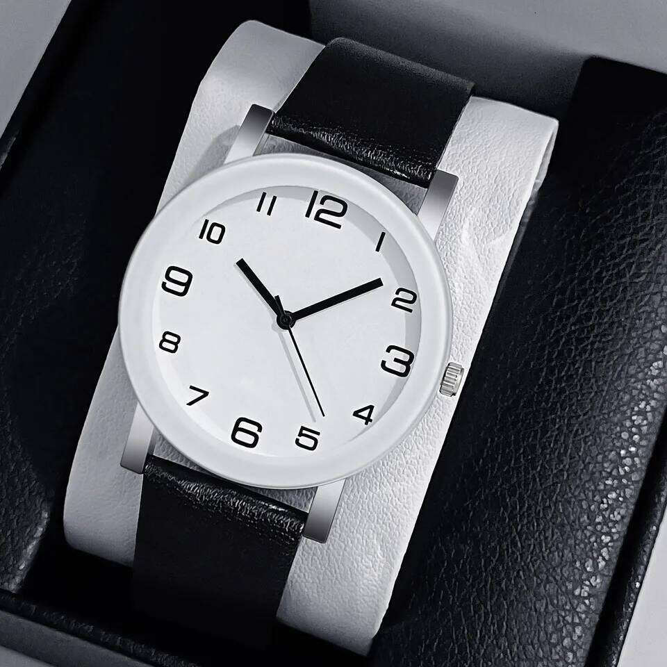 Top Brand Men Casual Leather Quartz Men's es Simple Round Dial Male Wrist Clock Gift montre homme H260228