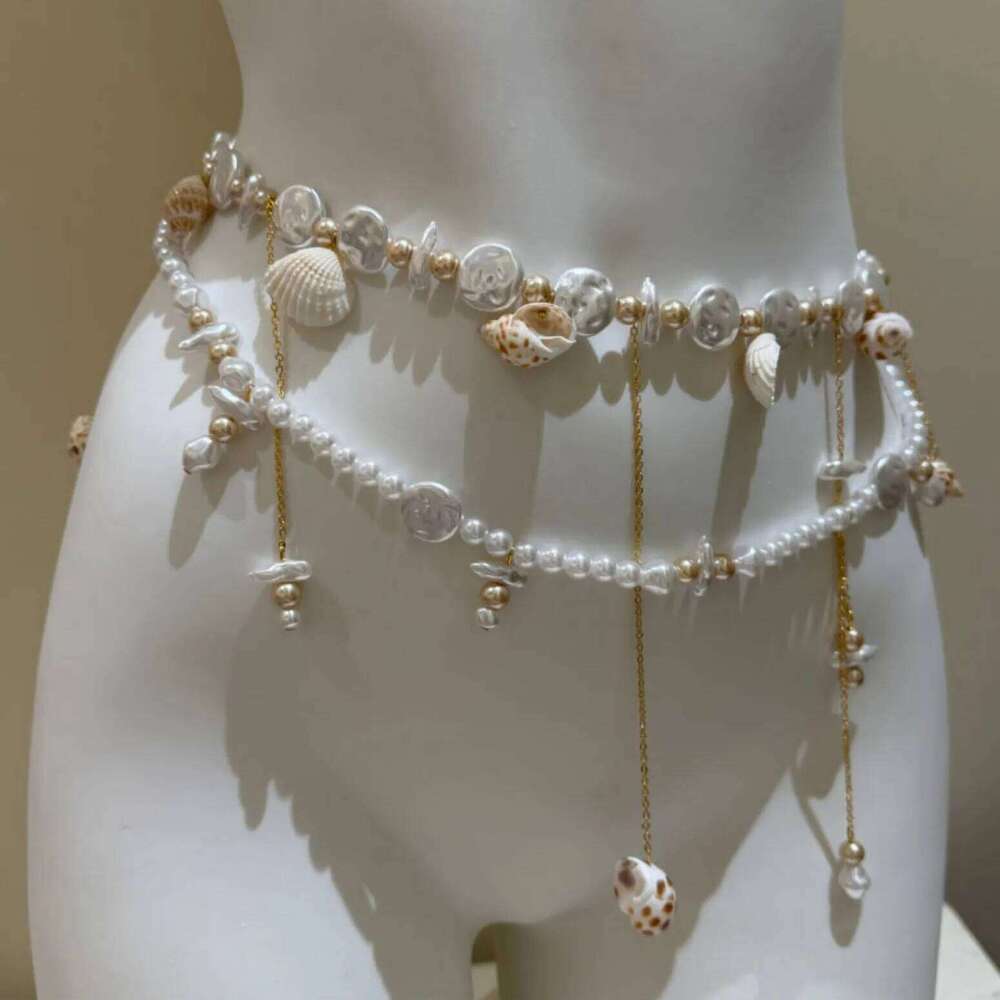 Fashion Shell tassel Pearl Waist Chains Elegant Boho Hip Versatile Vacation Style Belly Chain Dress Accessories H260228