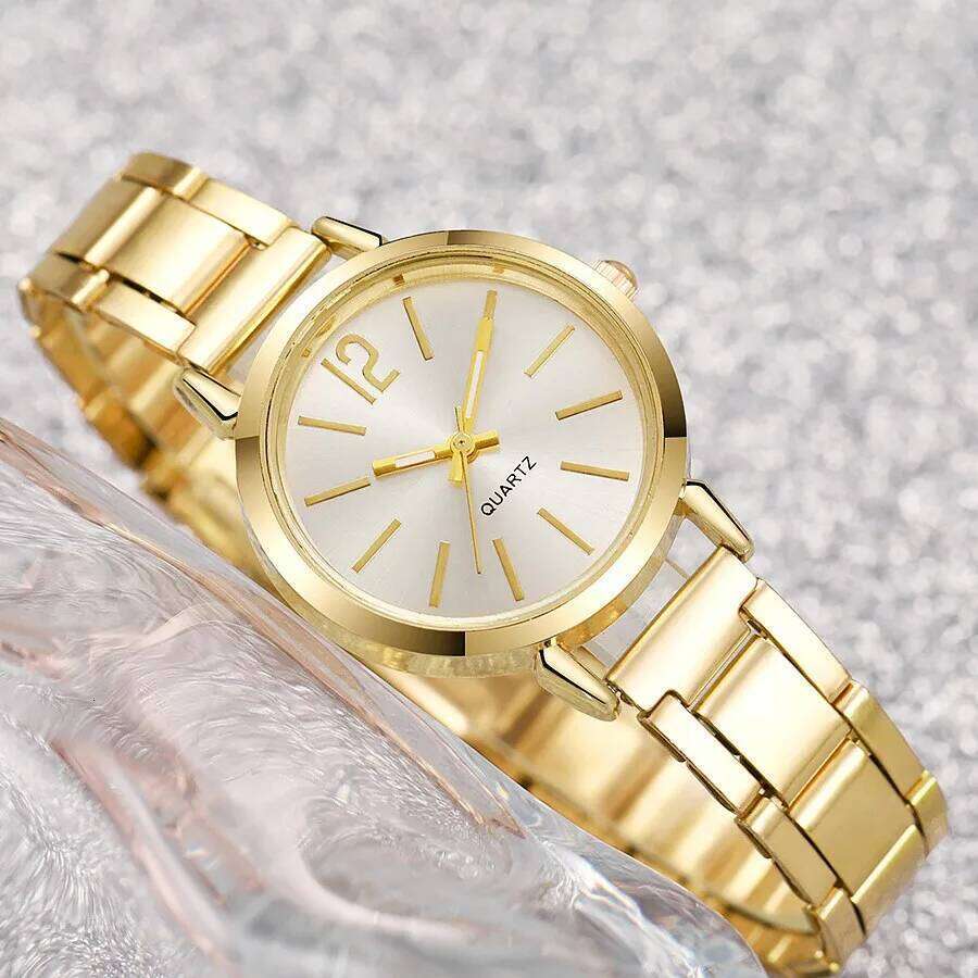2PCS Set Fashion Women's Gold Fine Strap Ladies For Montre Femme Female Wrist Women Clock H260228