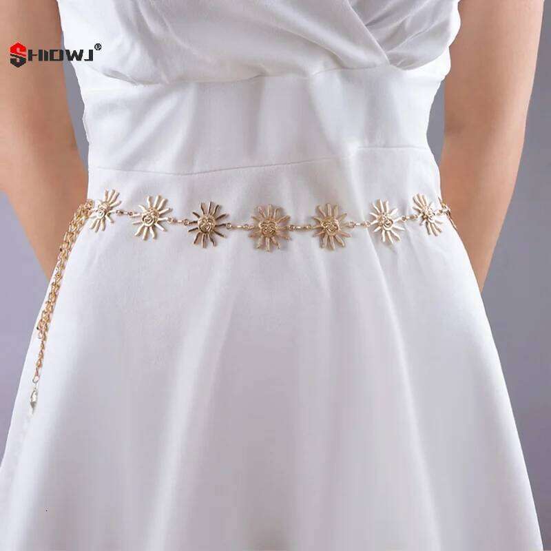 Vintage Smiling Sun Adjustable Belt Y2K Metal Belly Waist Chain for Women Girls Hip Hop Dress Skirt Waistband Body Chains Gifts H260228
