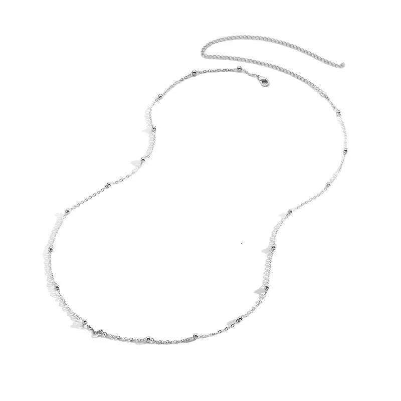 Fashion street snap versatile body for women, simple copper round bead heart-shaped waist chain H260228