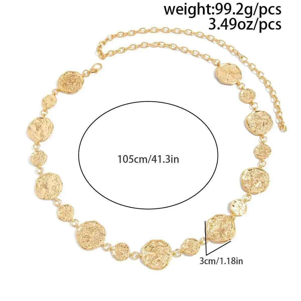 KunJoe New Trendy Round Geometry Belly for Women Beach Bikini Sexy Golden Waist Chain Body Jewelry Metal Belt Accessories H260228