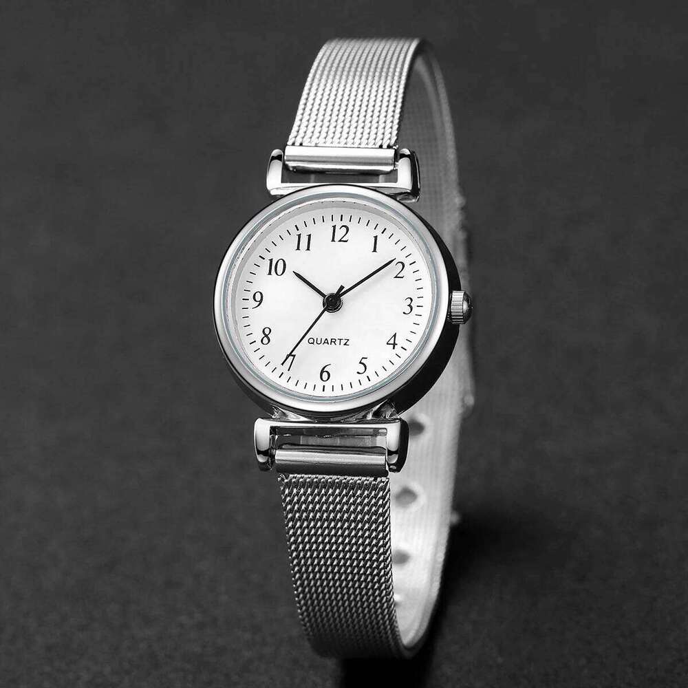 6PCS Women's Fashion Arabic Dial Steel Mesh Band Quartz Diamond Jewelry SetWithout Box H260228