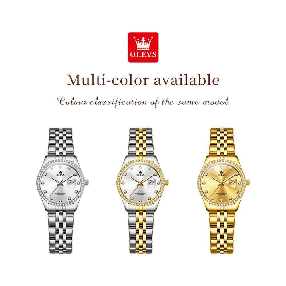 OLEVS 3629 Women Quartz band White Diamond Round-dial Wrist Calendar Luminous Function H260228