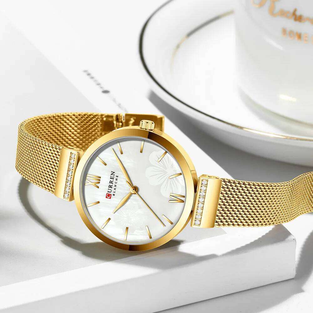 CURREN Fashion for Women Luxury Quartz Gold Elegant Wrist Female Clock Ladies Dress Stainless Steel H260228