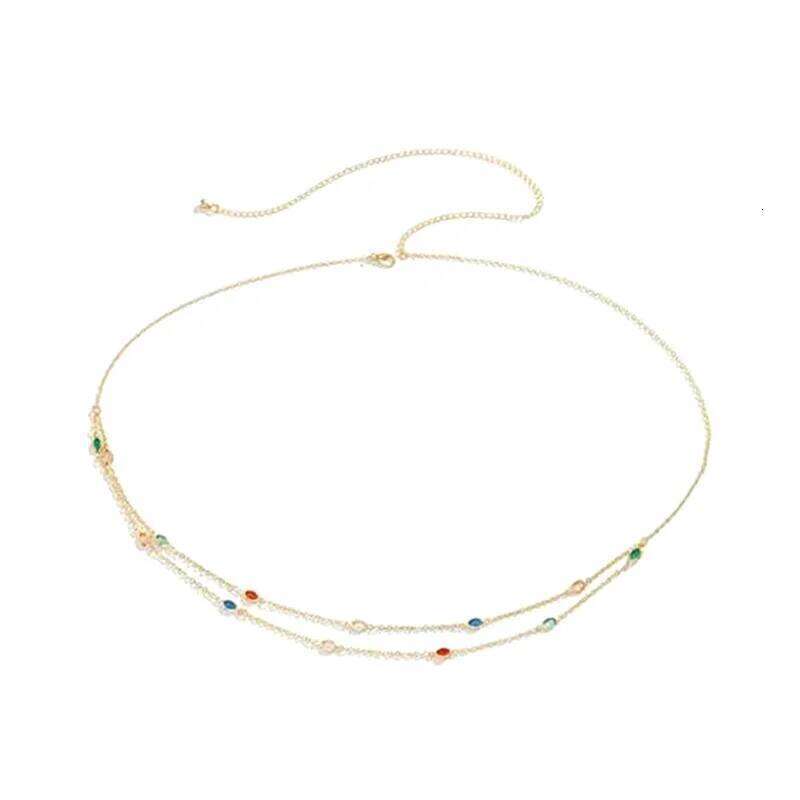 Minimalist Rhinestone Double Layer Casual Hip-hop Body Fashionable Retro Waist Chain H260228