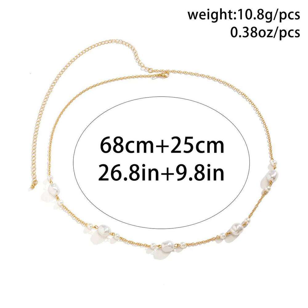 Kpop Irregular Imitation Pearl Waist Belly Chain for Women Gold Color Metal Sexy Summer Bikini Beach Body Jewelry 2023 New Trend H260228