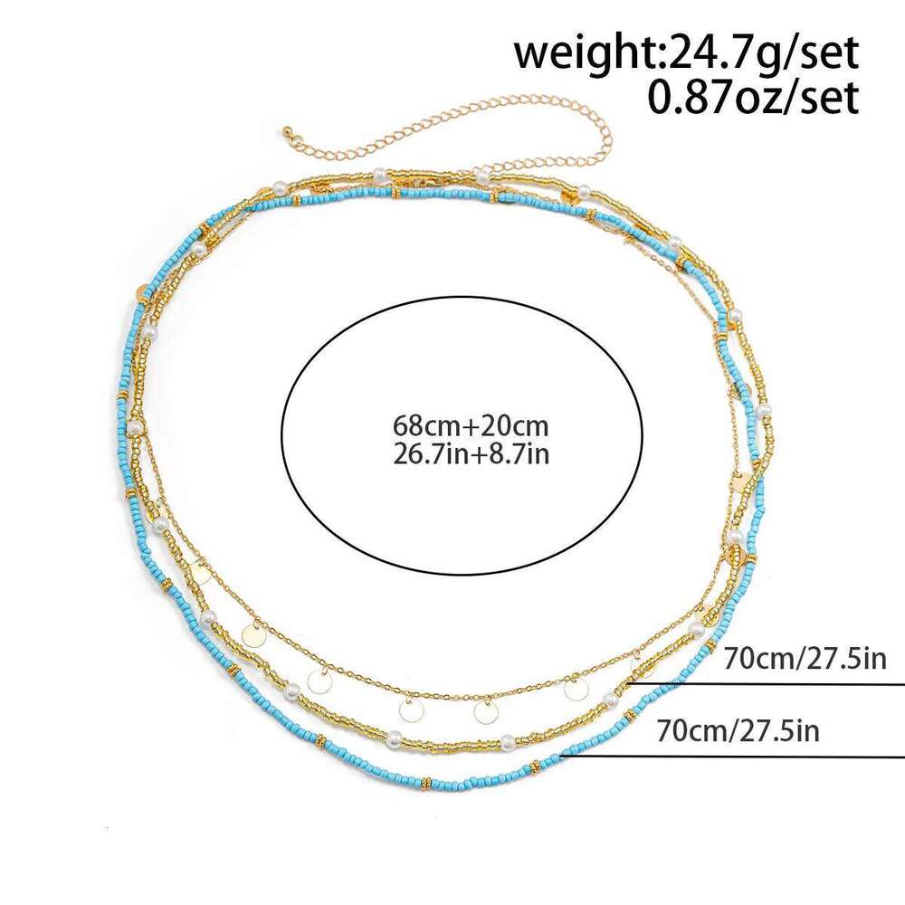 SHIIXIN 3Pcs Boho Colorful Small Rice Beads Waist Set for Women Bikini Gold Color Sequin Tassels Belly Chain Body Jewelry H260228