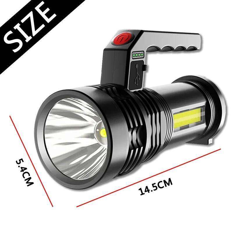 Portable High Strong Power LED COB Outdoor ABS Flashlights 4 Lighting Modes Long-range Rechargeable Torch For Fishing Hunting Z260301