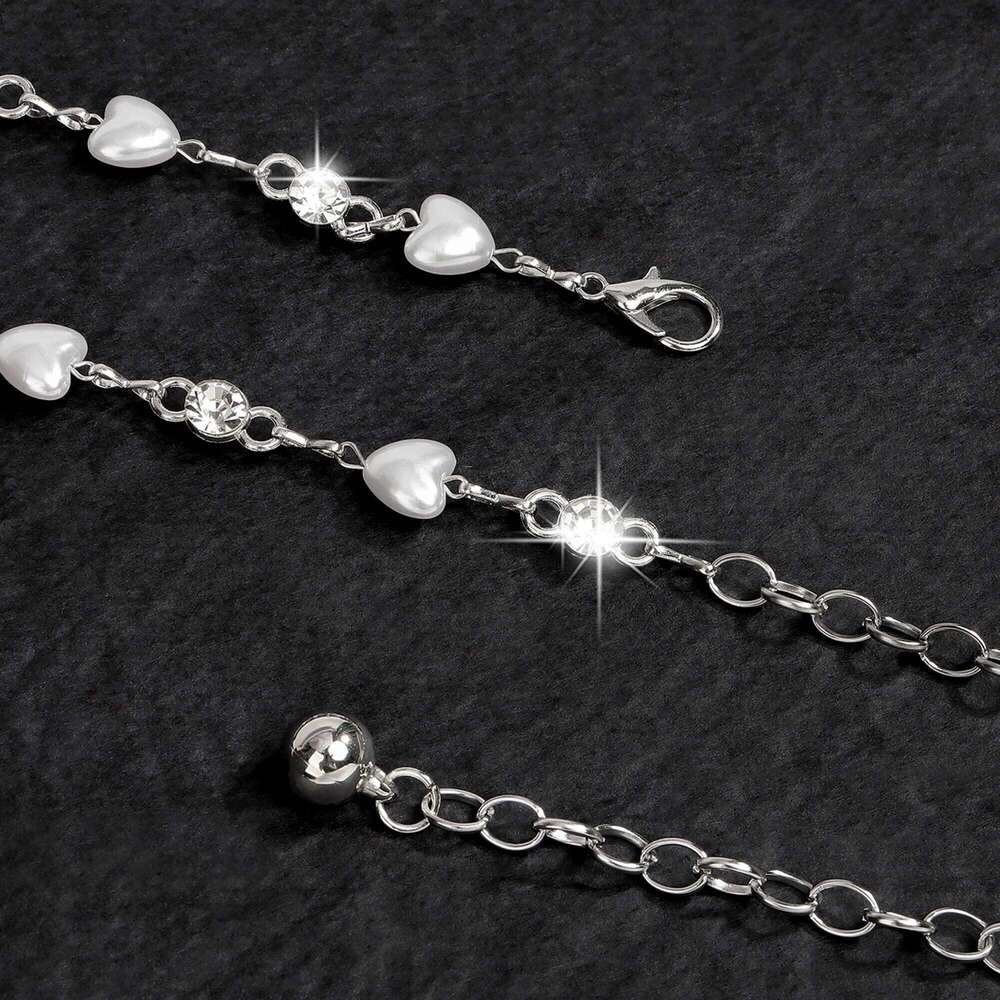 1pc Heart Shaped Rhinestone Metal Waist Chain Fashionable Unique Accessory for Dresses Versatile Dressy Belt H260228
