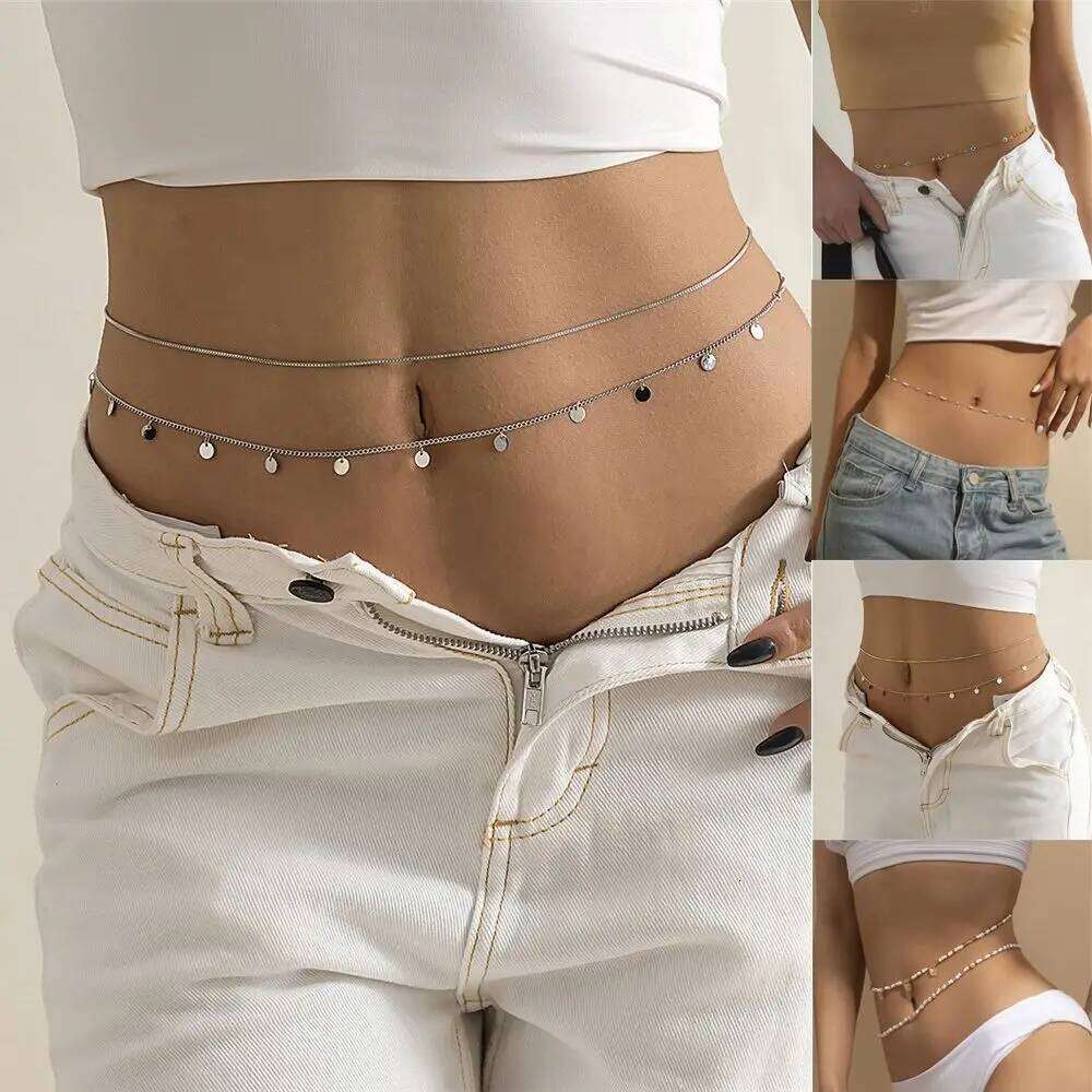Women Bikini Crossover Bohemian Style Belly Waist Chain Wear Body Jewelry H260228