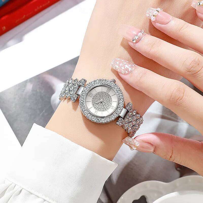Fashion Rhinestone Women's Roma Scale Dial Quartz es Reloj Mujer Relogio Feminino H260228