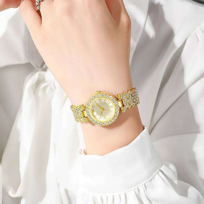 Fashion Rhinestone Women's Roma Scale Dial Quartz es Reloj Mujer Relogio Feminino H260228