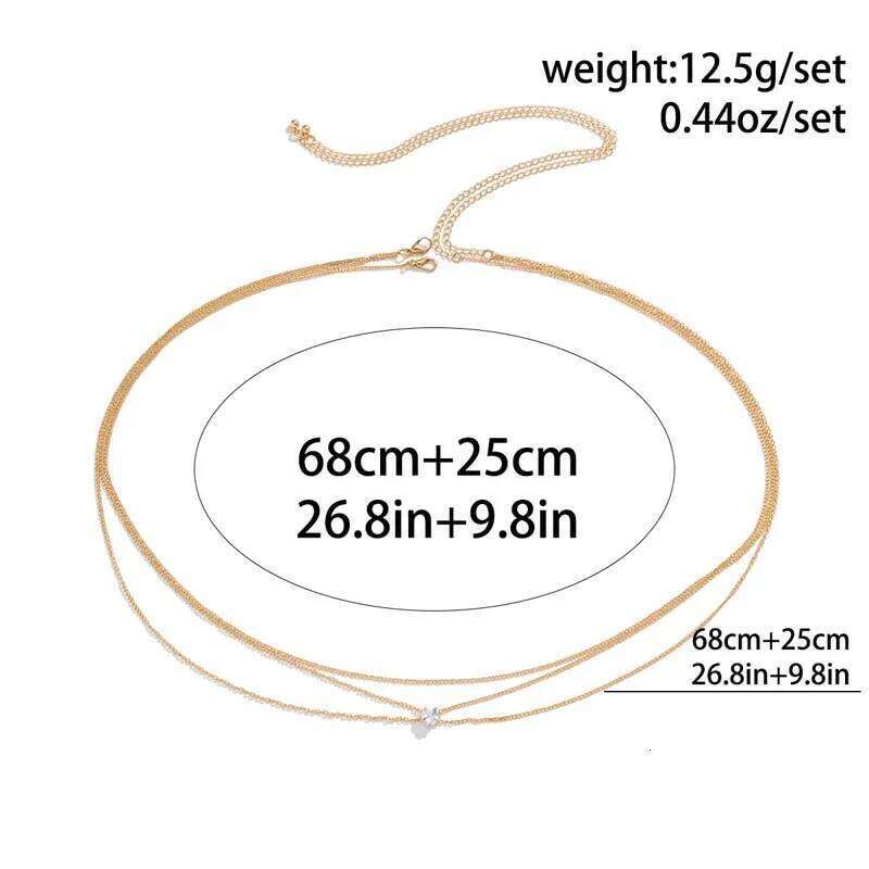 Fashion Metal Double Layered Cross Waist for Women Simple Rhinestone Heart Thin Body Chain Party Jewelry Accessories H260228