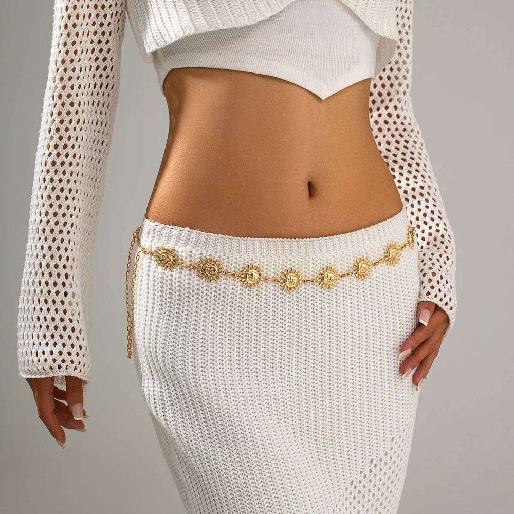 Salircon Creative Sunflower Pendant Waist for Women Summer Beach Bikini Sexy Body Chain Ladies Jewelry Accessories Gift H260228