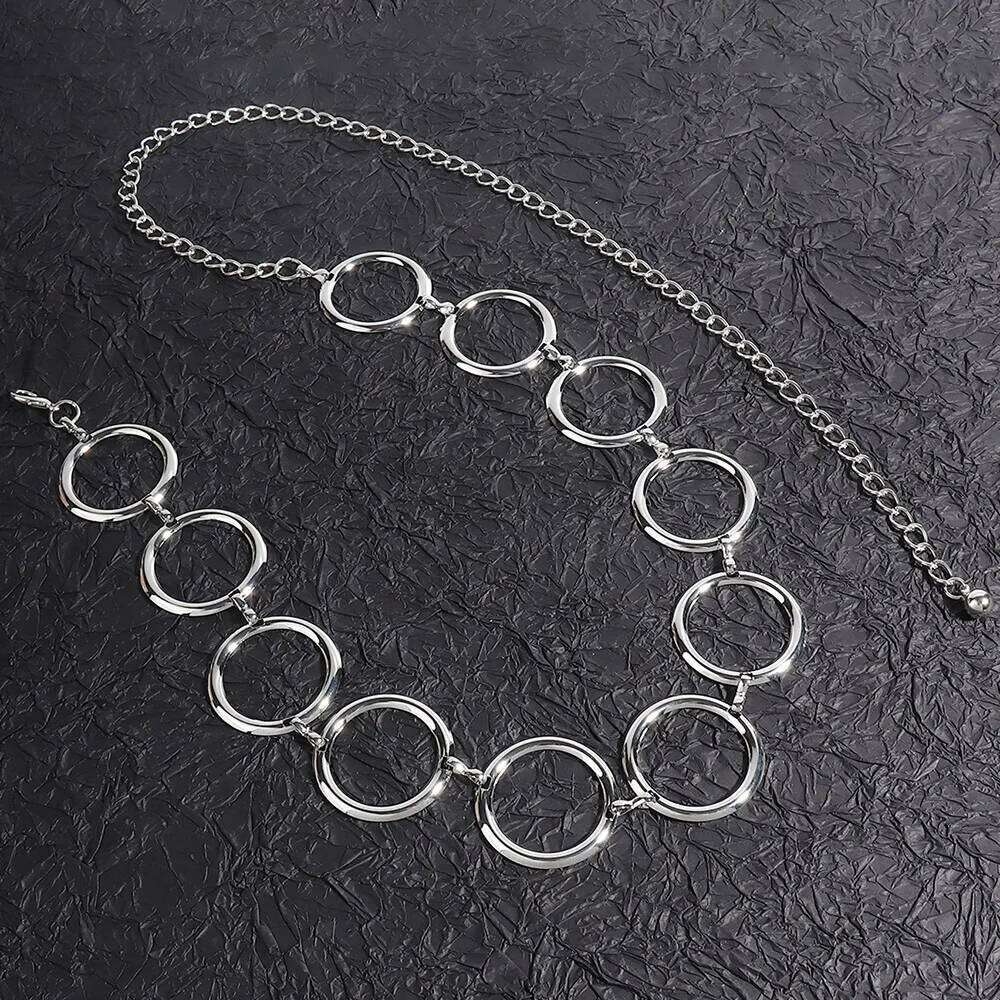 Luxury Fashion Women Chain Belt Designer Brand Large Metal Ring Waist Strap Dress Coat Skirt Lady Decorative Waistband H260228