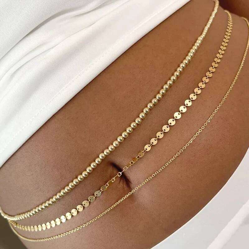 3pcs/set Sexy Vintage Aesthetic Belly Beads Waist Chain Belt Streetwear Summer Women Fashion Body Jewelry Y03 H260228