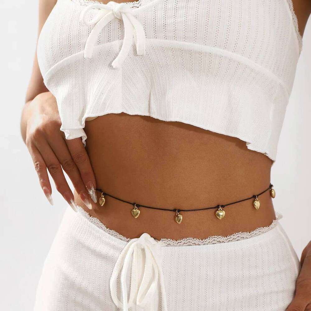 Punk Tassels Heart Pendant Charm Sexy Body Waist Chains Women Multi Layer Belly Belt Chain Summer Bohemian Bikini Beach Jewelry H260228