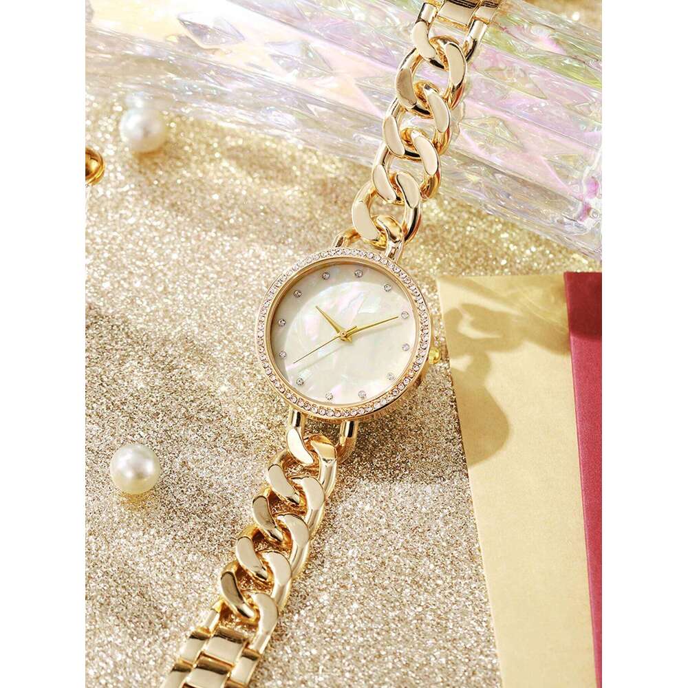 Fashion Simple Diamond Dial Chain Steel Belt Quartz H260228