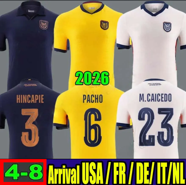2026 Ecuador soccer jersey 26 27 Black Special Centenary Hincapie Paez M.CAICEDO PACHO Home away third Football uniform fans version top