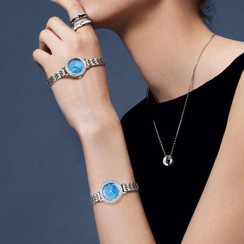 Mark Fairwhale 3400 Elegant Women's Quartz Moon Dial Lady Waterproof Stainless Steel Strap Fashion Women Casual Wrist H260228