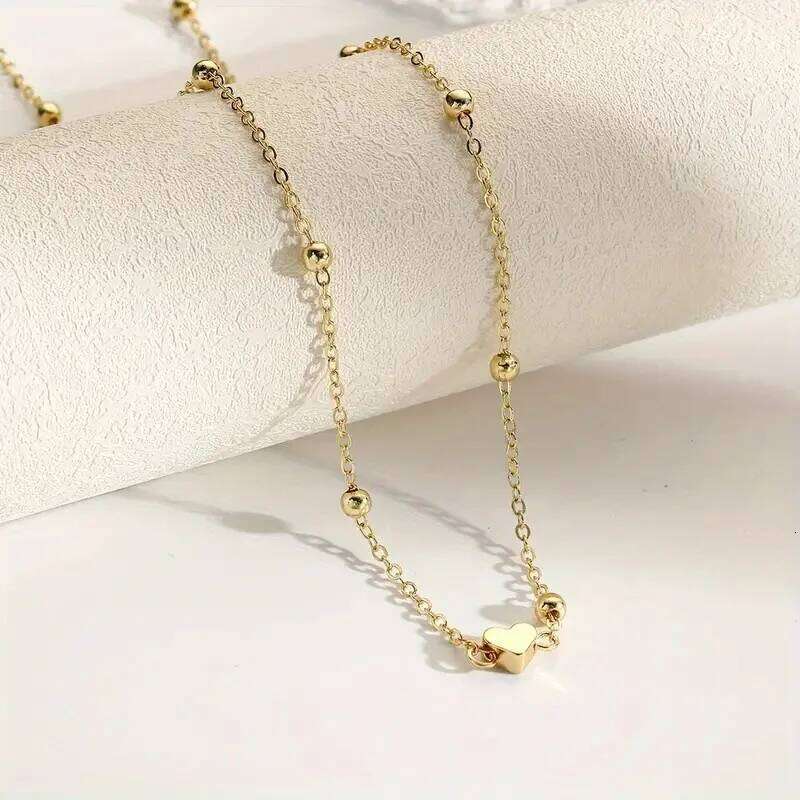 Fashion street snap versatile body for women, simple copper round bead heart-shaped waist chain H260228