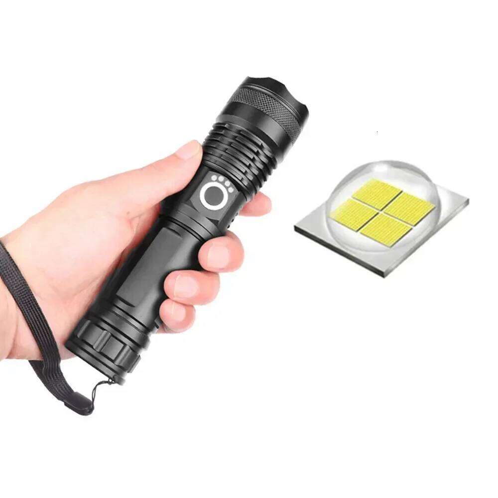 Rechargeable LED Flashlights 90000 Lumens Super Bright Zoomable Waterproof Flashlight with 3 Modes Powerful for Camping Hiking Z260301