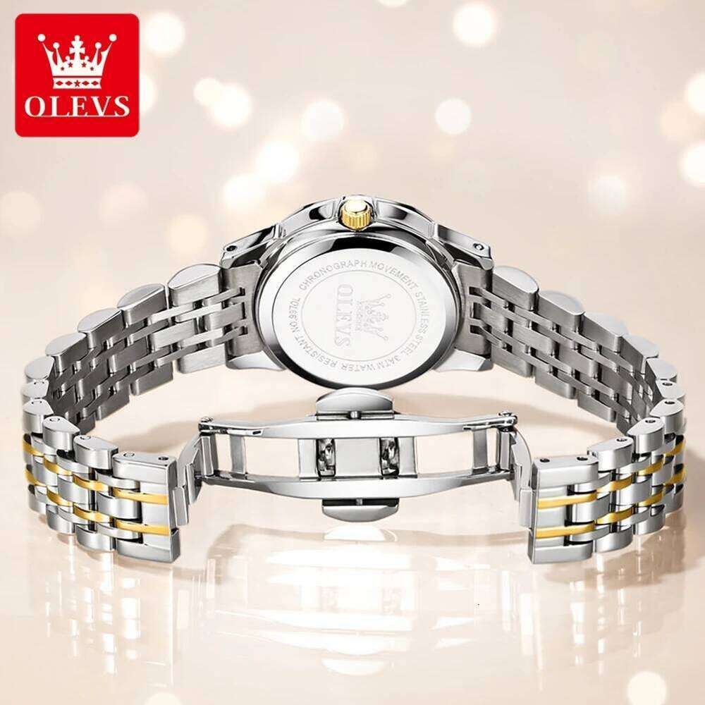OLEVS 9970 Fashion Quartz for Women Solid Steel Strap Auto Date Hand Clock Rhombus Mirror Luminous Waterproof H260228