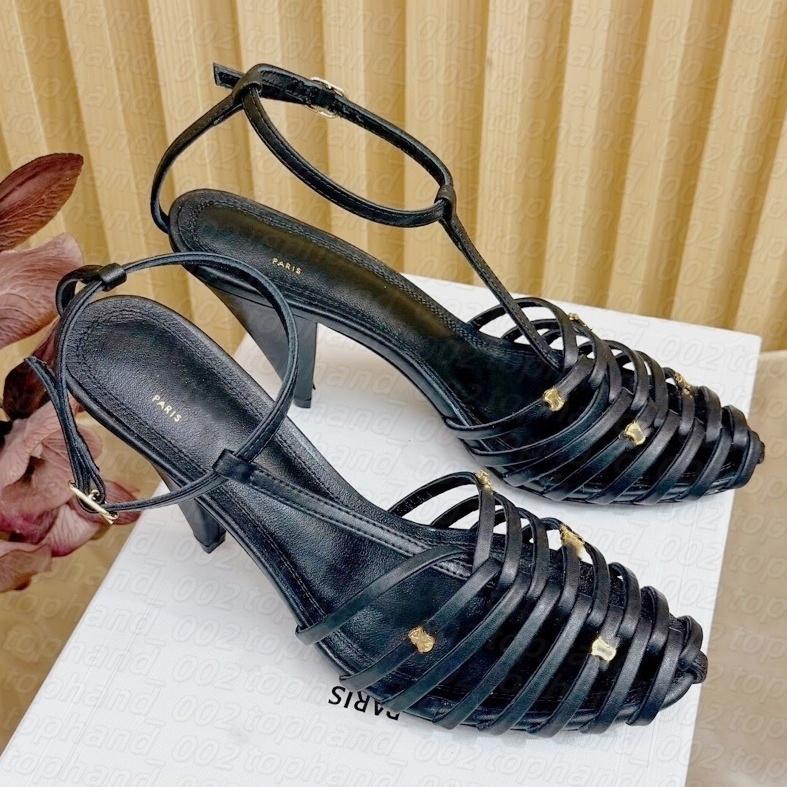 Black Red white cage Designer sandal Womens Mule high heels pointed Leather sandalen Luxury kitten stiletto heels dress shoes Summer fashion Business Formal pumps